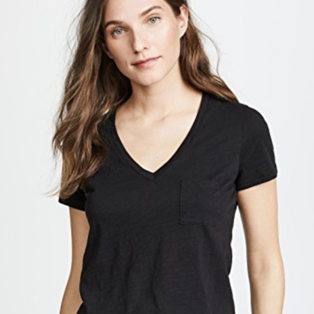Madewell whisper cotton pocket v neck tee in black